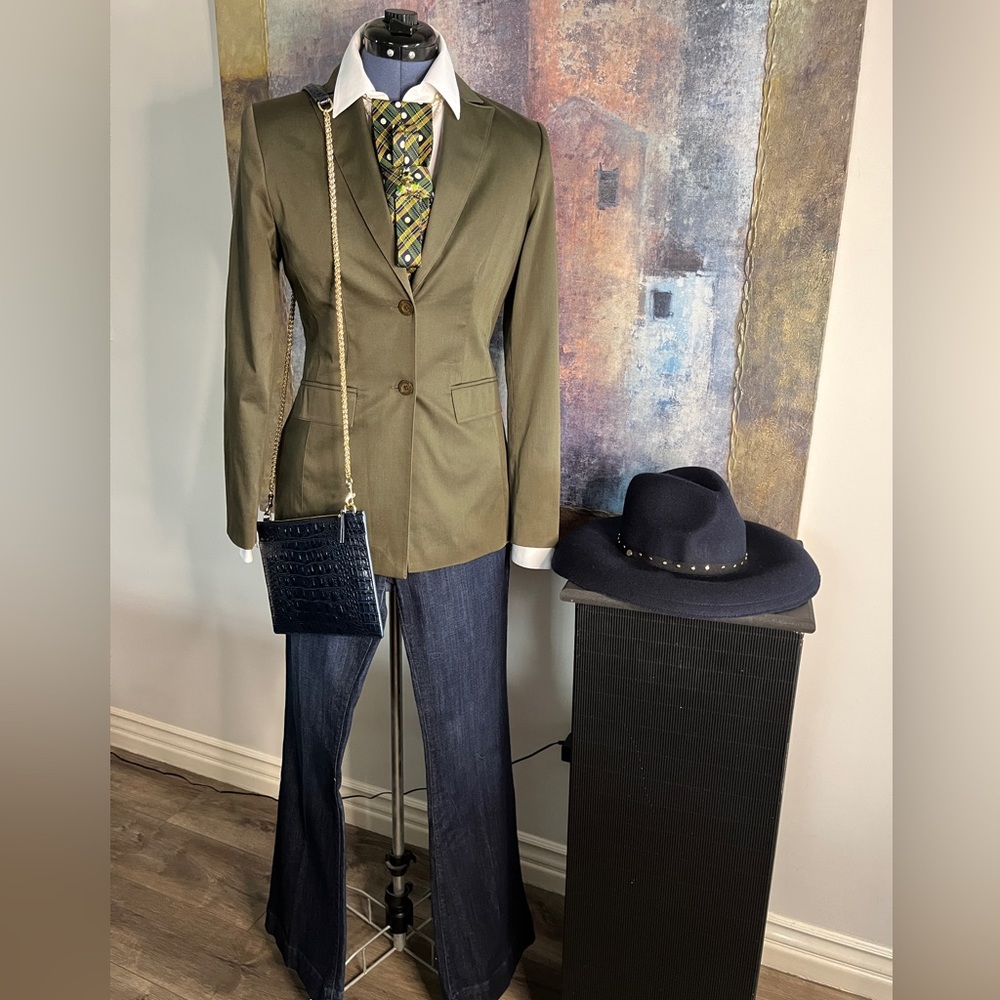 🔥🔥🔥 HP Beautiful Femme de Carreier Green Blazer - Picture 3 of 3